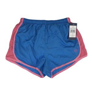 New XS Lauren James Preptec Athletic Shorties Pink Blue Lined Running Shorts